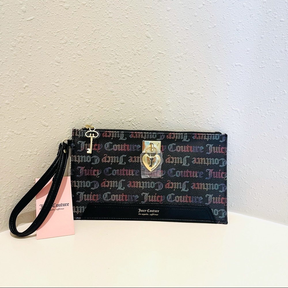 Juicy Couture Rainbow Multicolored Logo Wristlet OS NWT